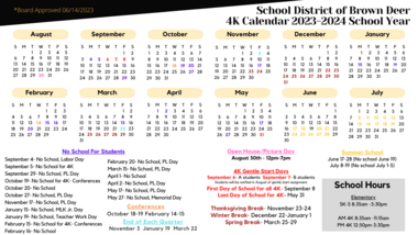 4K 2023-2024 School Year Calendar